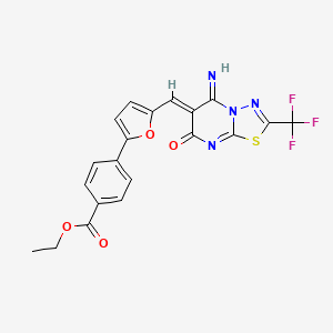 molecular formula C20H13F3N4O4S B5405081 Ethyl 4-(5-{[(6Z)-5-imino-7-oxo-2-(trifluoromethyl)-5H,6H,7H-[1,3,4]thiadiazolo[3,2-A]pyrimidin-6-ylidene]methyl}furan-2-YL)benzoate 