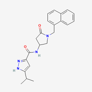 molecular formula C22H24N4O2 B5405098 N-[1-(naphthalen-1-ylmethyl)-5-oxopyrrolidin-3-yl]-5-propan-2-yl-1H-pyrazole-3-carboxamide 
