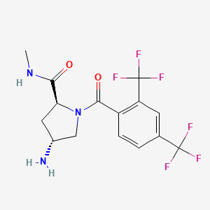 molecular formula C15H15F6N3O2 B5405136 (4R)-4-amino-1-[2,4-bis(trifluoromethyl)benzoyl]-N-methyl-L-prolinamide 