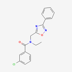 molecular formula C18H16ClN3O2 B5405147 3-chloro-N-ethyl-N-[(3-phenyl-1,2,4-oxadiazol-5-yl)methyl]benzamide 