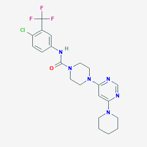 molecular formula C21H24ClF3N6O B5405196 N-[4-chloro-3-(trifluoromethyl)phenyl]-4-[6-(1-piperidinyl)-4-pyrimidinyl]-1-piperazinecarboxamide 