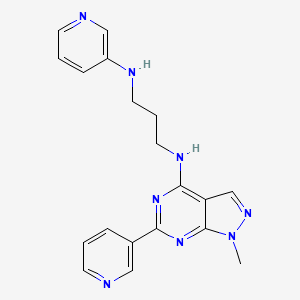 molecular formula C19H20N8 B5405265 N-[1-methyl-6-(3-pyridinyl)-1H-pyrazolo[3,4-d]pyrimidin-4-yl]-N'-3-pyridinyl-1,3-propanediamine 