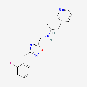 molecular formula C18H19FN4O B5405335 N-{[3-(2-fluorobenzyl)-1,2,4-oxadiazol-5-yl]methyl}-1-(3-pyridinyl)-2-propanamine 