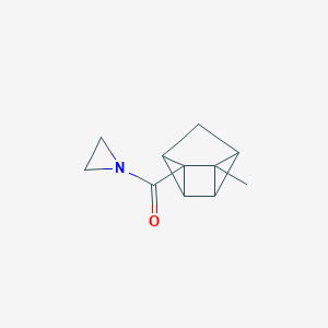 molecular formula C11H13NO B054054 Aziridine, 1-[(5-methyltetracyclo[3.2.0.02,7.04,6]hept-1-yl)carbonyl]-(9CI) CAS No. 121676-06-0