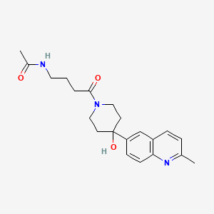molecular formula C21H27N3O3 B5405401 N-{4-[4-hydroxy-4-(2-methylquinolin-6-yl)piperidin-1-yl]-4-oxobutyl}acetamide 