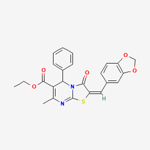 molecular formula C24H20N2O5S B5405414 ethyl (2E)-2-(1,3-benzodioxol-5-ylmethylidene)-7-methyl-3-oxo-5-phenyl-5H-[1,3]thiazolo[3,2-a]pyrimidine-6-carboxylate 
