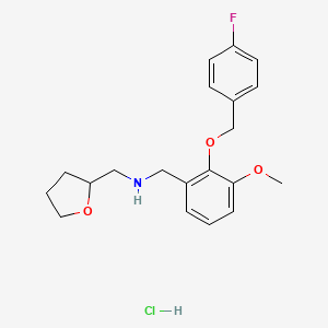 molecular formula C20H25ClFNO3 B5405466 N-[[2-[(4-fluorophenyl)methoxy]-3-methoxyphenyl]methyl]-1-(oxolan-2-yl)methanamine;hydrochloride 