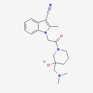 molecular formula C20H26N4O2 B5405584 1-(2-{3-[(dimethylamino)methyl]-3-hydroxy-1-piperidinyl}-2-oxoethyl)-2-methyl-1H-indole-3-carbonitrile 