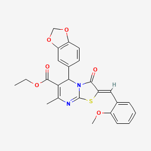 molecular formula C25H22N2O6S B5405668 ethyl (2Z)-5-(1,3-benzodioxol-5-yl)-2-(2-methoxybenzylidene)-7-methyl-3-oxo-2,3-dihydro-5H-[1,3]thiazolo[3,2-a]pyrimidine-6-carboxylate 