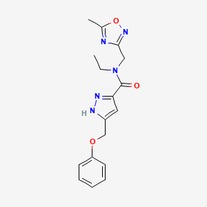 molecular formula C17H19N5O3 B5405720 N-ethyl-N-[(5-methyl-1,2,4-oxadiazol-3-yl)methyl]-5-(phenoxymethyl)-1H-pyrazole-3-carboxamide 