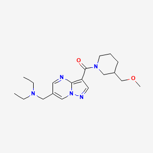 molecular formula C19H29N5O2 B5405746 N-ethyl-N-[(3-{[3-(methoxymethyl)piperidin-1-yl]carbonyl}pyrazolo[1,5-a]pyrimidin-6-yl)methyl]ethanamine 