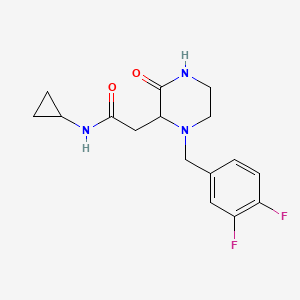 molecular formula C16H19F2N3O2 B5405949 N-cyclopropyl-2-[1-(3,4-difluorobenzyl)-3-oxo-2-piperazinyl]acetamide 