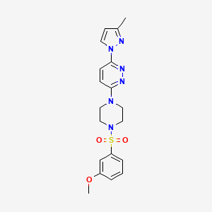 molecular formula C19H22N6O3S B5406112 3-{4-[(3-methoxyphenyl)sulfonyl]-1-piperazinyl}-6-(3-methyl-1H-pyrazol-1-yl)pyridazine 