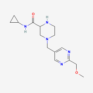 molecular formula C15H23N5O2 B5406194 N-cyclopropyl-4-{[2-(methoxymethyl)-5-pyrimidinyl]methyl}-2-piperazinecarboxamide 