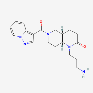 molecular formula C19H25N5O2 B5406264 rel-(4aS,8aR)-1-(3-aminopropyl)-6-(pyrazolo[1,5-a]pyridin-3-ylcarbonyl)octahydro-1,6-naphthyridin-2(1H)-one hydrochloride 
