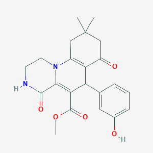 molecular formula C22H24N2O5 B5406279 methyl 6-(3-hydroxyphenyl)-9,9-dimethyl-4,7-dioxo-2,3,4,6,7,8,9,10-octahydro-1H-pyrazino[1,2-a]quinoline-5-carboxylate 