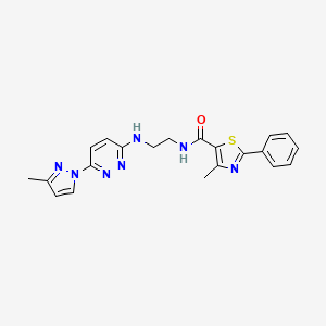 molecular formula C21H21N7OS B5406423 4-methyl-N-(2-{[6-(3-methyl-1H-pyrazol-1-yl)-3-pyridazinyl]amino}ethyl)-2-phenyl-1,3-thiazole-5-carboxamide 