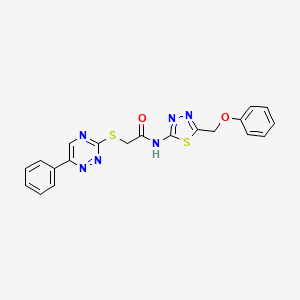 molecular formula C20H16N6O2S2 B5406435 N-[5-(phenoxymethyl)-1,3,4-thiadiazol-2-yl]-2-[(6-phenyl-1,2,4-triazin-3-yl)sulfanyl]acetamide 