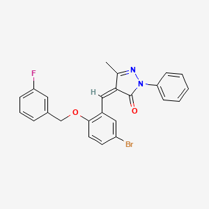 molecular formula C24H18BrFN2O2 B5406443 (4Z)-4-[[5-bromo-2-[(3-fluorophenyl)methoxy]phenyl]methylidene]-5-methyl-2-phenylpyrazol-3-one 