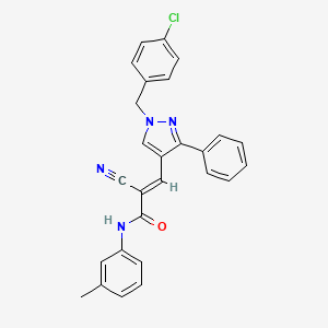 molecular formula C27H21ClN4O B5406449 3-[1-(4-chlorobenzyl)-3-phenyl-1H-pyrazol-4-yl]-2-cyano-N-(3-methylphenyl)acrylamide 