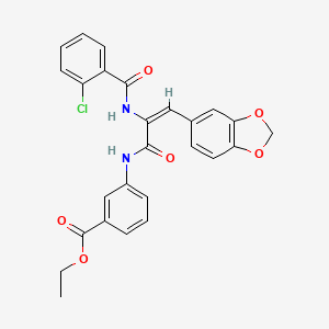 molecular formula C26H21ClN2O6 B5406545 ethyl 3-[[(E)-3-(1,3-benzodioxol-5-yl)-2-[(2-chlorobenzoyl)amino]prop-2-enoyl]amino]benzoate 