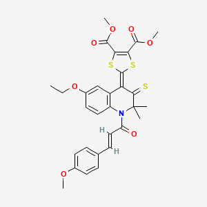 molecular formula C30H29NO7S3 B5406556 dimethyl 2-[6-ethoxy-1-[(2E)-3-(4-methoxyphenyl)prop-2-enoyl]-2,2-dimethyl-3-thioxo-2,3-dihydroquinolin-4(1H)-ylidene]-1,3-dithiole-4,5-dicarboxylate 
