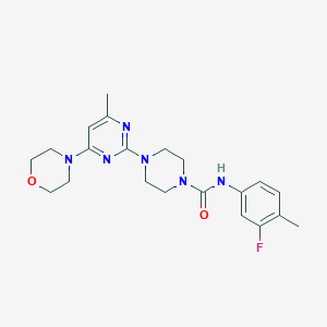 molecular formula C21H27FN6O2 B5406581 N-(3-fluoro-4-methylphenyl)-4-[4-methyl-6-(4-morpholinyl)-2-pyrimidinyl]-1-piperazinecarboxamide 