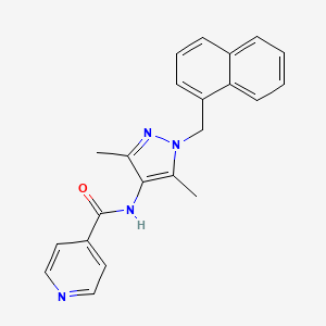 molecular formula C22H20N4O B5406615 N-[3,5-dimethyl-1-(1-naphthylmethyl)-1H-pyrazol-4-yl]isonicotinamide 