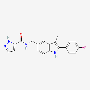 molecular formula C20H17FN4O B5406621 N-[[2-(4-fluorophenyl)-3-methyl-1H-indol-5-yl]methyl]-1H-pyrazole-5-carboxamide 