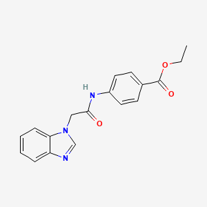 molecular formula C18H17N3O3 B5406682 ethyl 4-[2-(1H-1,3-benzodiazol-1-yl)acetamido]benzoate 