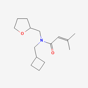 molecular formula C15H25NO2 B5406735 N-(cyclobutylmethyl)-3-methyl-N-(tetrahydrofuran-2-ylmethyl)but-2-enamide 
