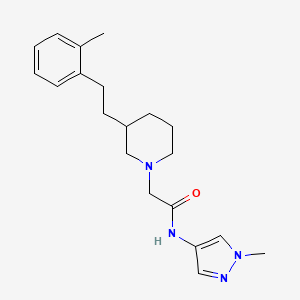 molecular formula C20H28N4O B5406747 2-{3-[2-(2-methylphenyl)ethyl]-1-piperidinyl}-N-(1-methyl-1H-pyrazol-4-yl)acetamide 