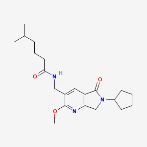 molecular formula C21H31N3O3 B5406773 N-[(6-cyclopentyl-2-methoxy-5-oxo-6,7-dihydro-5H-pyrrolo[3,4-b]pyridin-3-yl)methyl]-5-methylhexanamide 