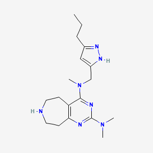 molecular formula C18H29N7 B5407024 N~2~,N~2~,N~4~-trimethyl-N~4~-[(5-propyl-1H-pyrazol-3-yl)methyl]-6,7,8,9-tetrahydro-5H-pyrimido[4,5-d]azepine-2,4-diamine 