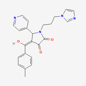 molecular formula C23H22N4O3 B5407057 3-hydroxy-1-[3-(1H-imidazol-1-yl)propyl]-4-(4-methylbenzoyl)-5-(4-pyridinyl)-1,5-dihydro-2H-pyrrol-2-one 