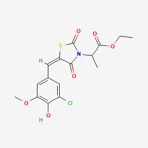 molecular formula C16H16ClNO6S B5407102 ethyl 2-[(5E)-5-[(3-chloro-4-hydroxy-5-methoxyphenyl)methylidene]-2,4-dioxo-1,3-thiazolidin-3-yl]propanoate 