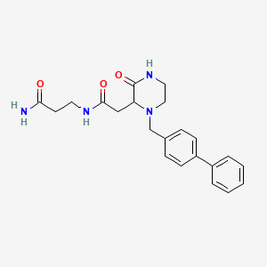 molecular formula C22H26N4O3 B5407138 N~3~-{[1-(4-biphenylylmethyl)-3-oxo-2-piperazinyl]acetyl}-beta-alaninamide 