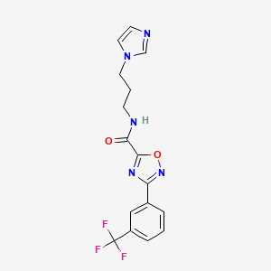 molecular formula C16H14F3N5O2 B5407264 N-[3-(1H-imidazol-1-yl)propyl]-3-[3-(trifluoromethyl)phenyl]-1,2,4-oxadiazole-5-carboxamide 