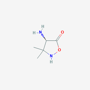 molecular formula C5H10N2O2 B054073 (4S)-4-amino-3,3-dimethyl-1,2-oxazolidin-5-one CAS No. 123176-16-9