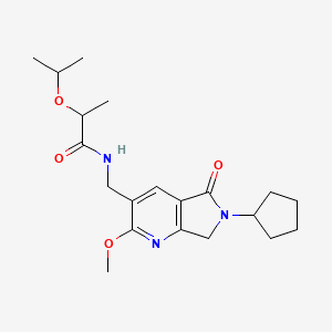 molecular formula C20H29N3O4 B5407333 N-[(6-cyclopentyl-2-methoxy-5-oxo-6,7-dihydro-5H-pyrrolo[3,4-b]pyridin-3-yl)methyl]-2-isopropoxypropanamide 