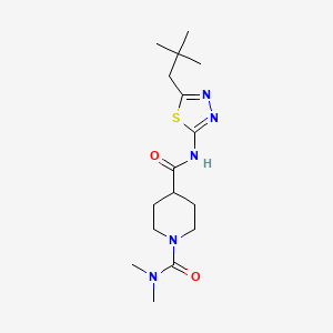molecular formula C16H27N5O2S B5407646 N~4~-[5-(2,2-dimethylpropyl)-1,3,4-thiadiazol-2-yl]-N~1~,N~1~-dimethylpiperidine-1,4-dicarboxamide 