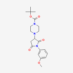 molecular formula C20H27N3O5 B5407781 Tert-butyl 4-[1-(3-methoxyphenyl)-2,5-dioxopyrrolidin-3-yl]piperazine-1-carboxylate 