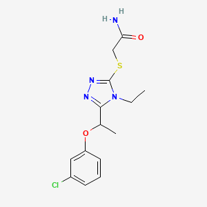 molecular formula C14H17ClN4O2S B5407905 2-({5-[1-(3-chlorophenoxy)ethyl]-4-ethyl-4H-1,2,4-triazol-3-yl}sulfanyl)acetamide 