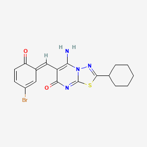 molecular formula C18H17BrN4O2S B5407922 (6Z)-6-(5-bromo-2-hydroxybenzylidene)-2-cyclohexyl-5-imino-5,6-dihydro-7H-[1,3,4]thiadiazolo[3,2-a]pyrimidin-7-one 