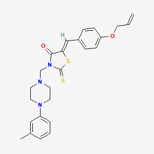 molecular formula C25H27N3O2S2 B5407929 (5Z)-3-[[4-(3-methylphenyl)piperazin-1-yl]methyl]-5-[(4-prop-2-enoxyphenyl)methylidene]-2-sulfanylidene-1,3-thiazolidin-4-one 