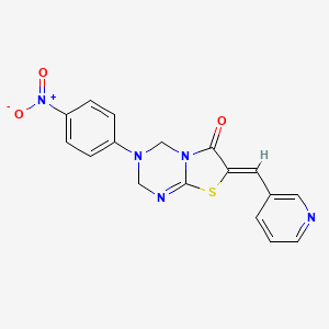 molecular formula C17H13N5O3S B5407936 (7Z)-3-(4-NITROPHENYL)-7-[(PYRIDIN-3-YL)METHYLIDENE]-2H,3H,4H,6H,7H-[1,3]THIAZOLO[3,2-A][1,3,5]TRIAZIN-6-ONE 