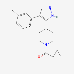 molecular formula C20H25N3O B5407974 1-[(1-methylcyclopropyl)carbonyl]-4-[4-(3-methylphenyl)-1H-pyrazol-5-yl]piperidine 