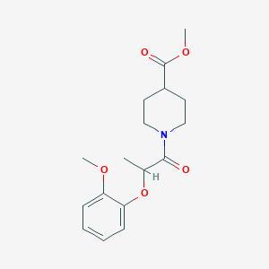 molecular formula C17H23NO5 B5408021 methyl 1-[2-(2-methoxyphenoxy)propanoyl]-4-piperidinecarboxylate 