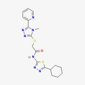 molecular formula C18H21N7OS2 B5408027 N-(5-CYCLOHEXYL-1,3,4-THIADIAZOL-2-YL)-2-{[4-METHYL-5-(2-PYRIDINYL)-4H-1,2,4-TRIAZOL-3-YL]SULFANYL}ACETAMIDE 