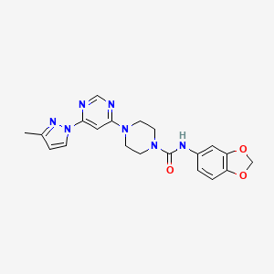 molecular formula C20H21N7O3 B5408095 N-1,3-benzodioxol-5-yl-4-[6-(3-methyl-1H-pyrazol-1-yl)-4-pyrimidinyl]-1-piperazinecarboxamide 